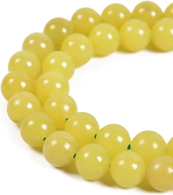 60pcs 6mm Natural Yellow Jade Gemstone Round Spacer Loose Stone Beads for Jewelry Making 15.5" 1 Strand (Yellow Jade, 6mm 60 Beads)