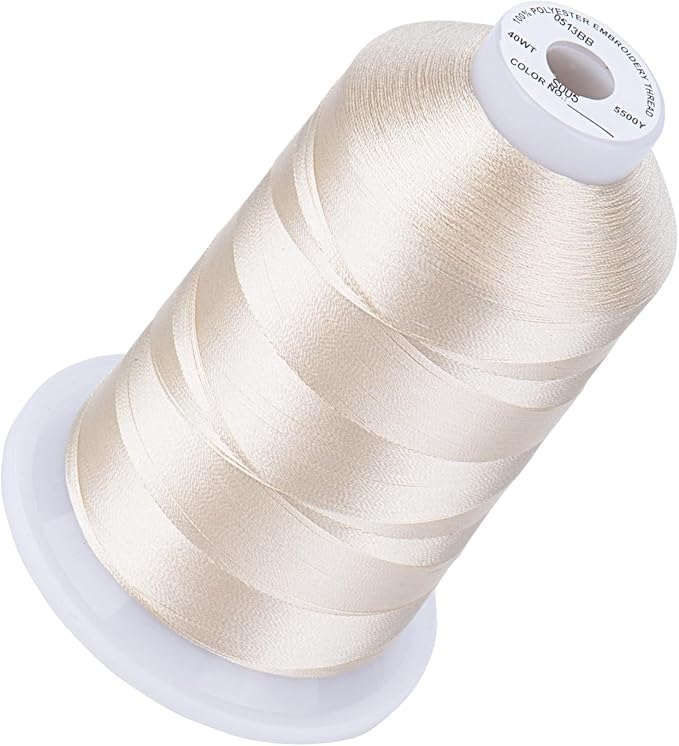 Simthread 5500Yds Embroidery Thread, 5000M High-Yardage 40WT 100% Polyester Thread – 170+ Vivid Colors, High-Speed Rated – Compatible with Brother, Singer, Janome & More - Antique Lace S005