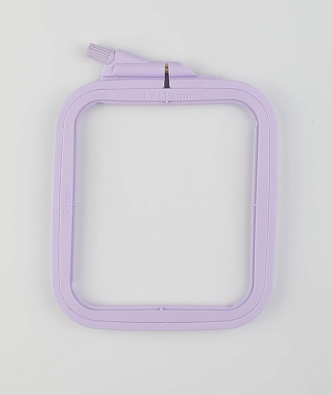 nurge square embroidery hoop - plastic cross stitch frame for needlepoint & embroidery - adjustable craft hoop - lilac - no:1 (x small)