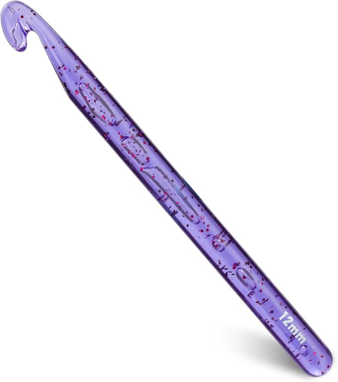 12 mm Crochet Hook, Large Crochet Hooks for Chunky Yarn Ergonomic Knitting Needles Crochet Needle for Beginners and Crocheting Yarn (Purple)
