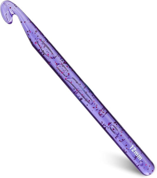 12 mm Crochet Hook, Large Crochet Hooks for Chunky Yarn Ergonomic Knitting Needles Crochet Needle for Beginners and Crocheting Yarn (Purple)