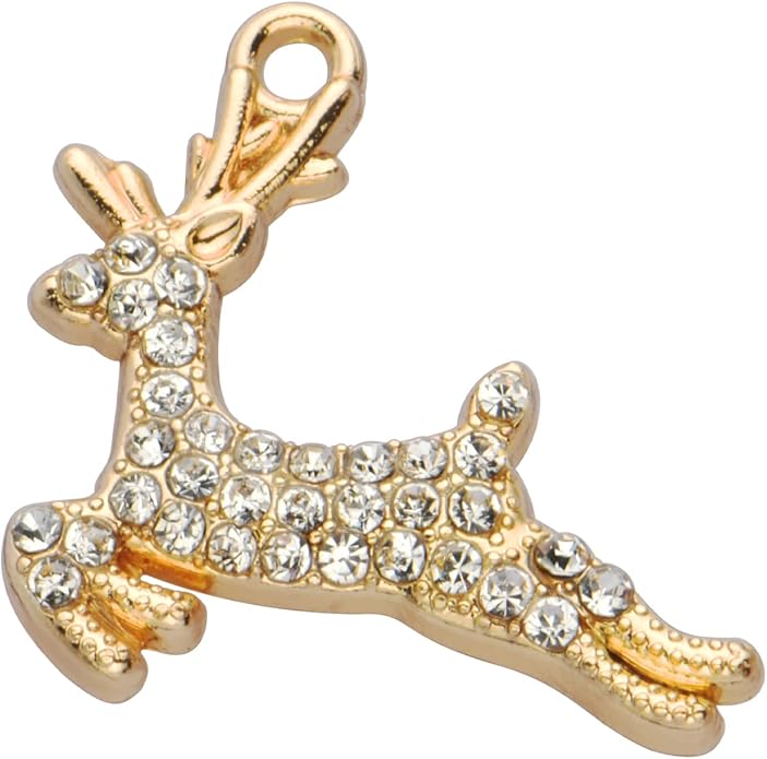 Pack of 20 Rhinestone Charms Gold Plated Pendants Pave Crystal Accessories for Necklace Bracelet Jewelry Making DIY Crafting