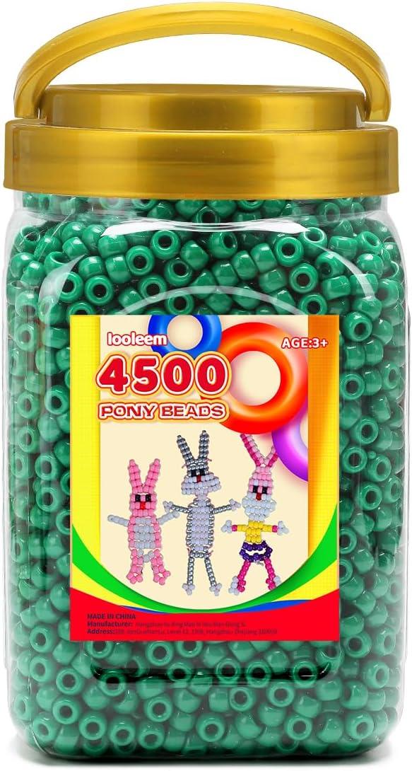 iooleem pony beads(4500pcs dark green pony beads), beads for jewelry making, crafts, beading supplies, arts & crafts materials for jewelry making.