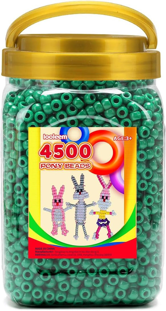 iooleem pony beads(4500pcs dark green pony beads), beads for jewelry making, crafts, beading supplies, arts & crafts materials for jewelry making.