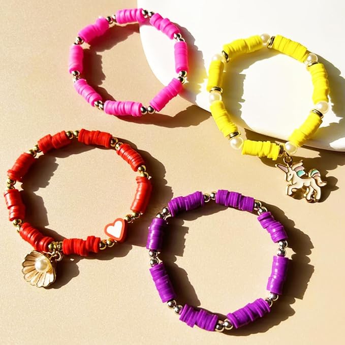 10 Strands Purple Clay Bead, Heishi Beads for Bracelet Stack, 3800 Pcs, 6mm Round, Adults' Friendship Bracelets Kit