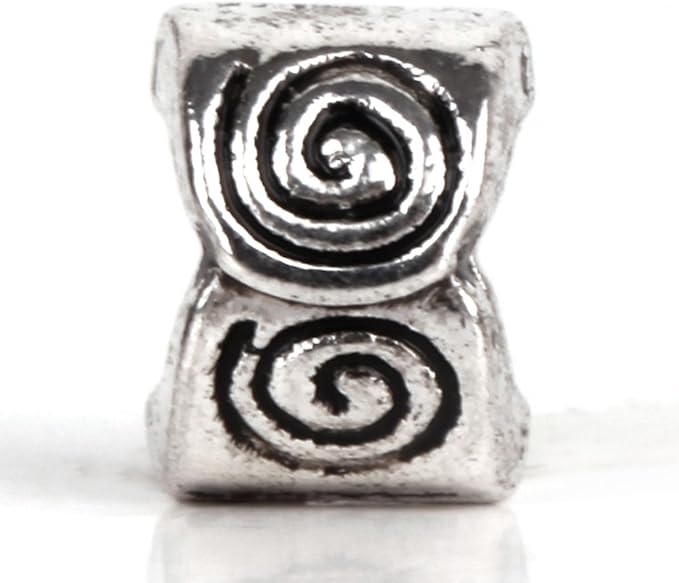 RUBYCA 50pcs Tibetan Silver Tone Spacer Beads Fit European Charms Bracelet Spiral Pattern Design