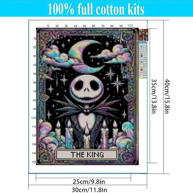 Halloween Cross Stitch Kits for Adults Beginner,Horror Cross Stitch Kits Printed Stitching Patterns Dimensions Needlepoint Art Crafts Embroidery Kits for Adults Beginners 12x16 inch