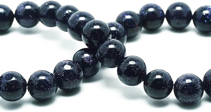 Stone Beads for Jewelry Making - 8mm Gemstone Round Beads for Bracelets(44-47pcs, Blue Sand)