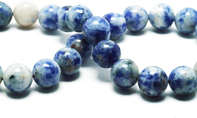Natural Stone Beads for Jewelry Making - 6mm Gemstone Round Beads for Bracelets(58-62pcs, Blue Spot)