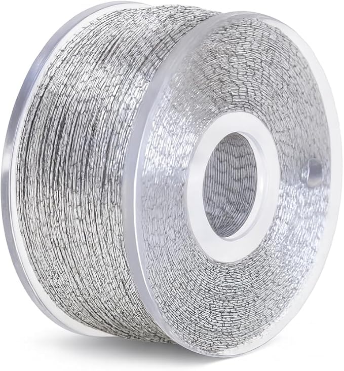 Mandala Crafts 144 Silver SA156 Prewound Bobbins for Singer Sewing Machine -15J SA156 Prefilled Bobbin Thread for Brother Sewing Machine and Embroidery