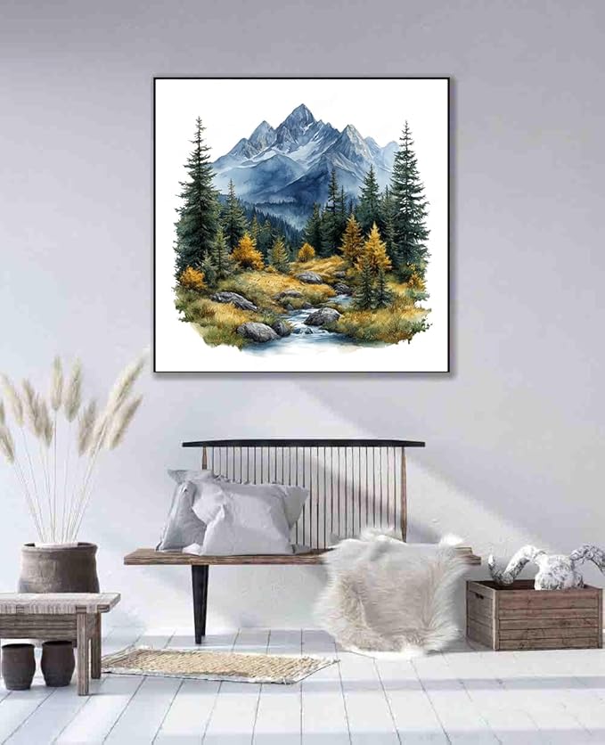 Scenery Cross Stitch Kits for Adults Beginner,Counted Cross Stitch Kits Printed Stitching Cute Patterns Dimensions Needlepoint Art Crafts Embroidery Kits for Adults Beginners (13.7x13.7 inch)