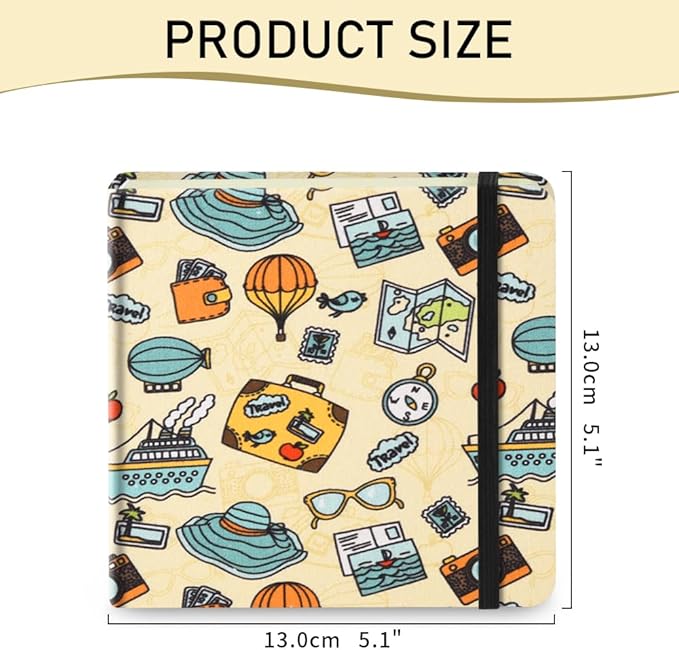 Small Square 5x5" 80gsm Mini Notebooks Blank Pages Sketchbooks Travel Journal Pocket Hardcover Paint Writing Notebook Blank Diary Memo Planner Sketchbook Fabric Cover, Travel