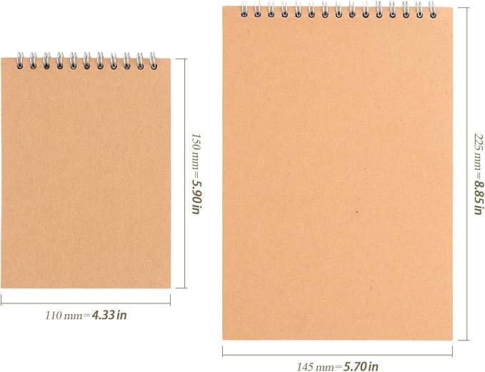 HEIHAK Set of 20 A5 A6 Sketch Notebooks, 120 Pages 60 Sheets Top Spiral Bound Pocket Sketchbooks, Small Spiral Notepads Sketch Pads Bulk for Drawing, Sketching, Painting, Writing, Crafting