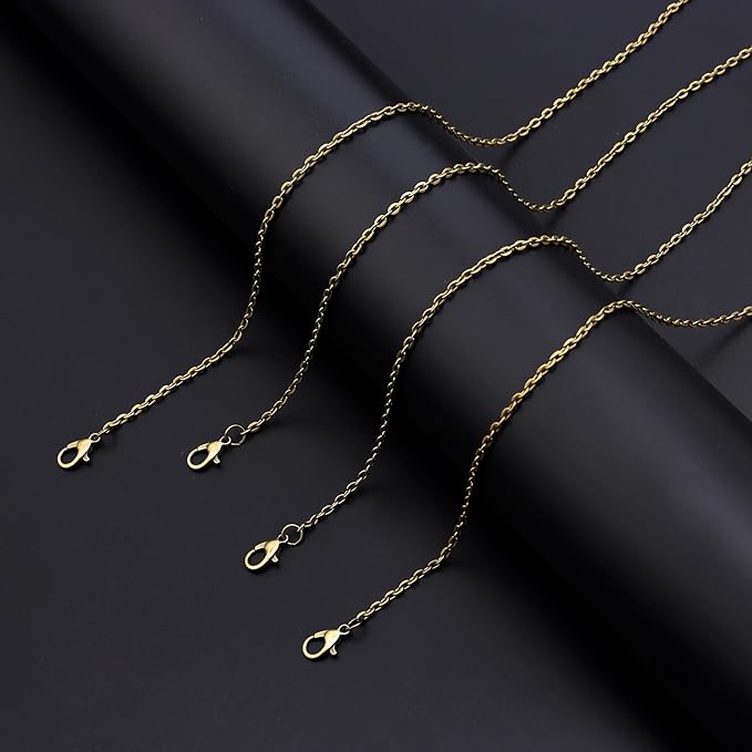 lemonkey 24 pack necklace chains bulk,bronze plated diy cable link chains for jewelry making 16 inches