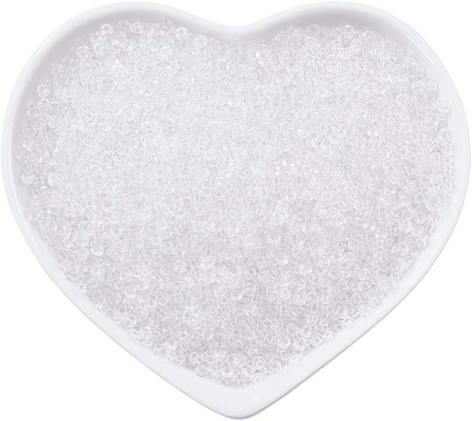 FINGERINSPIRE 11200pcs Glass Seed Beads 12/0 Small Craft Beads Loose Beads Kit(Clear) for for Adults DIY Bracelet Necklaces Crafting Jewelry Making Supplies(2mm, 6OZ)