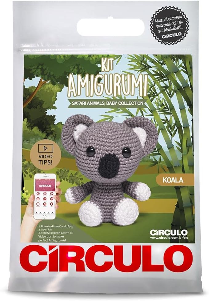 CIRCULO Amigurumi Kit - Safari Animal Crochet Kit for Beginners with Easy Instructions - All-Inclusive - Set with Premium Amigurumi Yarn - Koala