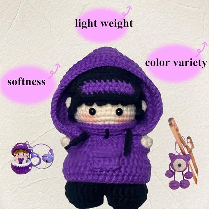 Acrylic Purple Yarn for Crocheted Knitted DIY Crochet Weaving Crafts Thread for Crocheting Bulk - 10Balls 17.6Ounces (Purple)