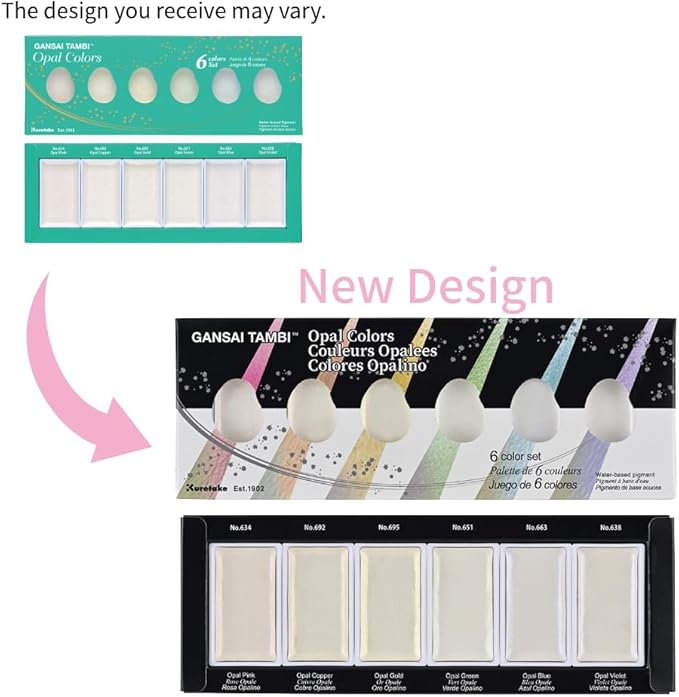 Kuretake GANSAI TAMBI OPAL COLORS, 6 colors set, Watercolor paint for Professional, for artists and crafters,Illustrations, Drawing, Lettering, Made in Japan