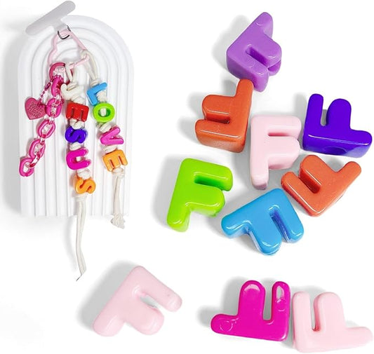 Maerolre 20Pcs Large Letter Beads, 20mm Big Acrylic Bubble Alphabet Beads, Colorful Plastic Beads for DIY Keychains, Jewelry Making, Phone Crafts Projects - F