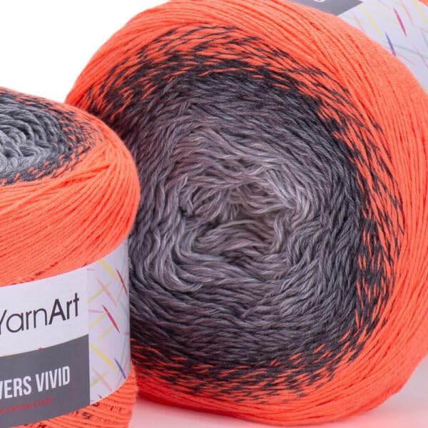 Yarn Art Flowers Vivid Yarn 250gr 8.80 oz 1094yds 55% Cotton 45% Acrylic Multicolor Cotton Fine Yarn Rainbow Crochet Spring Summer (503)
