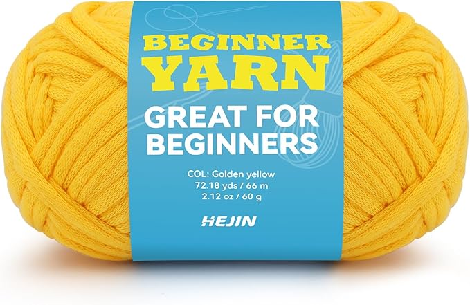 60g Yellow Yarn for Crocheting and Knitting;66m (72yds) Cotton Yarn for Beginners with Easy-to-See Stitches;Worsted-Weight Medium #4;Cotton-Nylon Blend Yarn for Beginners Crochet Kit Making