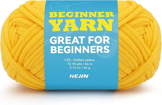 60g Yellow Yarn for Crocheting and Knitting;66m (72yds) Cotton Yarn for Beginners with Easy-to-See Stitches;Worsted-Weight Medium #4;Cotton-Nylon Blend Yarn for Beginners Crochet Kit Making