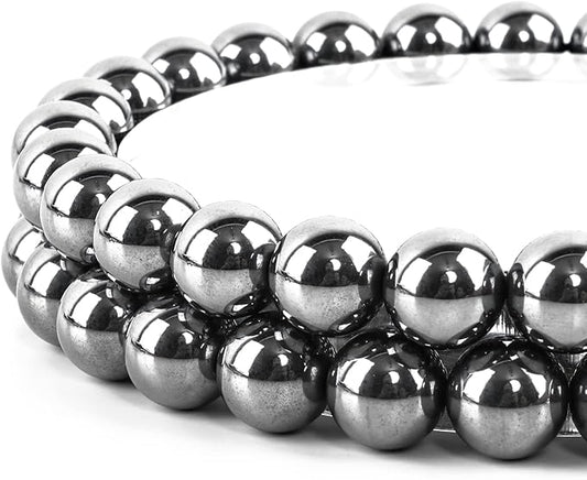 10mm Terahertz Round Bead - 35PCS Bulk Gemstone Beads for Jewelry Making, DIY Bracelets, Necklaces - Includes Crystal Stretch Cord - Stone Beads for Crafting Gifts