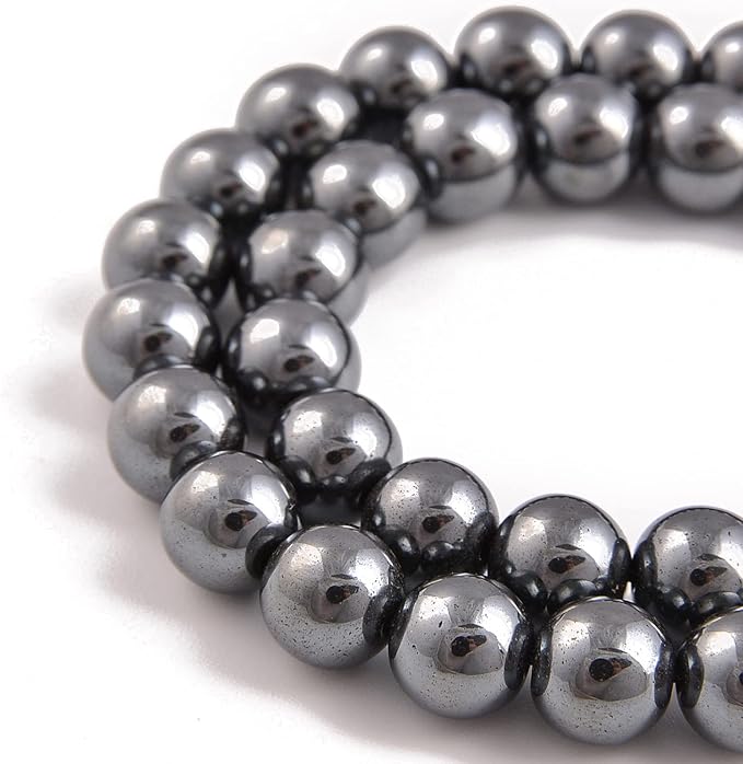 60pcs 6mm Natural Black Hematite Gemstone Round Spacer Loose Stone Beads for Jewelry Making 15.5“ 1 Strand (Black Hematite, 6mm 60 Beads)