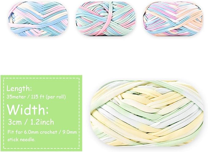 iSuperb 4 Pack Knitting Yarn Colorful Cloth T-Shirt Yarn Fabric Crochet Cloth for DIY Knitted Art Basket Bag - 400g
