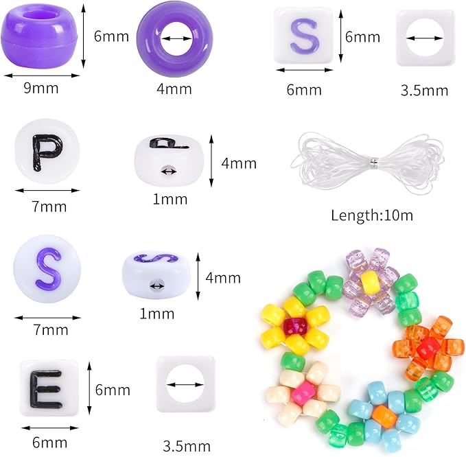 QUEFE 4680pcs Pony Beads Friendship Bracelets Making Kit, 120 Colors Kandi Beads Set for Jewelry Making, 3840pcs Plastic Rainbow Bead and 840pcs Letter Beads for Gift, Necklace and Craft