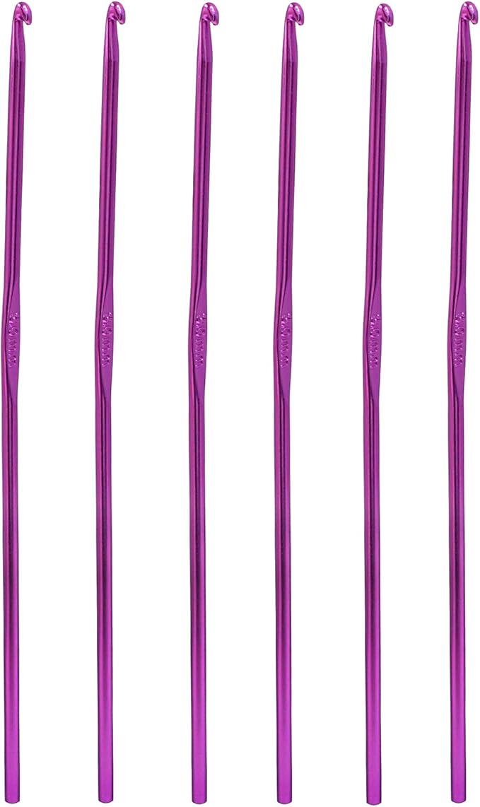 Auvotuis 6Pcs 3mm US Size D (Size 3) Aluminum Crochet Hook Knitting Needles for DIY Craft Yarn, Purple