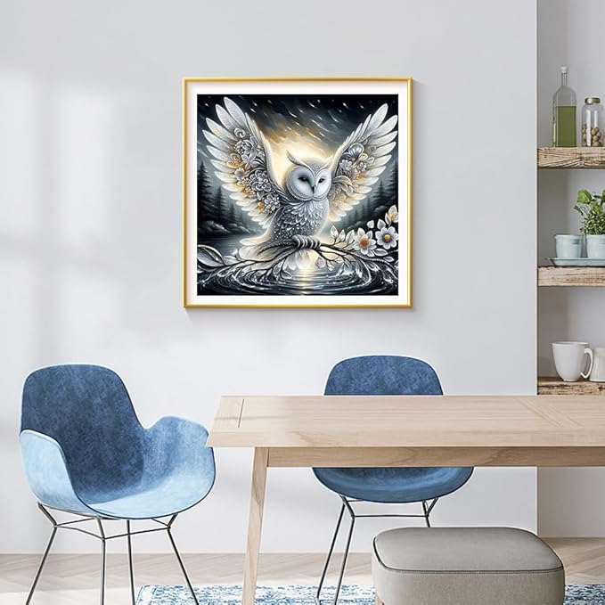 ijbnhd Owl Diamond Art Kits for Adults, Owl Diamond Painting Kits for Adults, DIY Full Drill Gem Art Crystal Rhinestone for Wall Home Decor 14X14inch