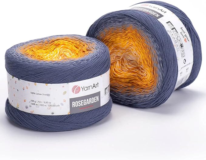 Yarn Art Flowers Rosegarden 100% Cotton 250gr 8.80 oz 1094yds Multicolor Cotton Yarn Rainbow Crochet Yarn Spring Summer (326)