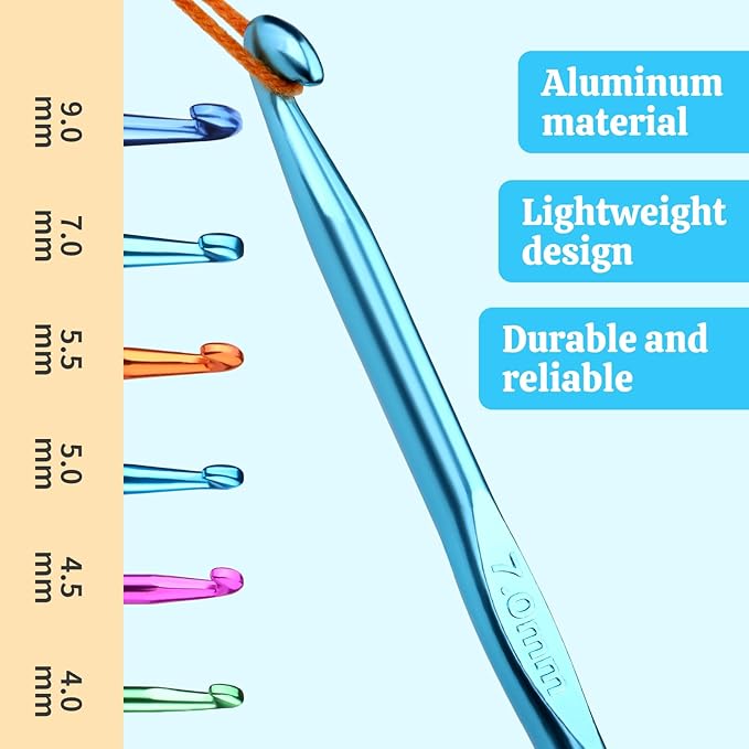 UzecPk 12Pcs 7mm Crochet Hooks, Crochet Needles Aluminum Crochet Hook, Crochet Hooks Bulk Crochet Needles for Crocheting Yarn Knitting Weave Beginners Women Adults