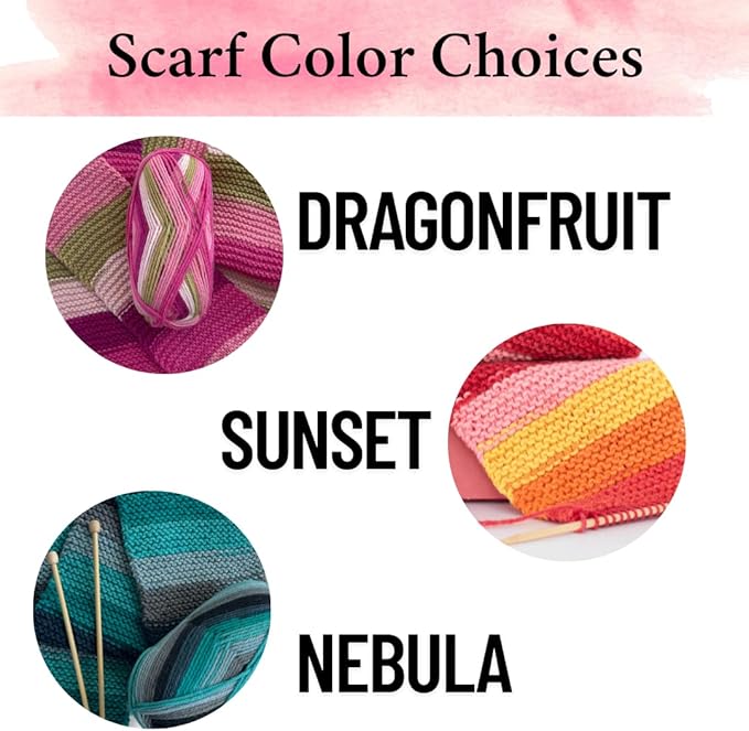 The Spinning Hand Knitting Kit for Beginners Adults – Learn to Knit Scarf Kit with Yarn, Needles & Step-by-Step Video Tutorials – Complete Starter Set (Dragonfruit)