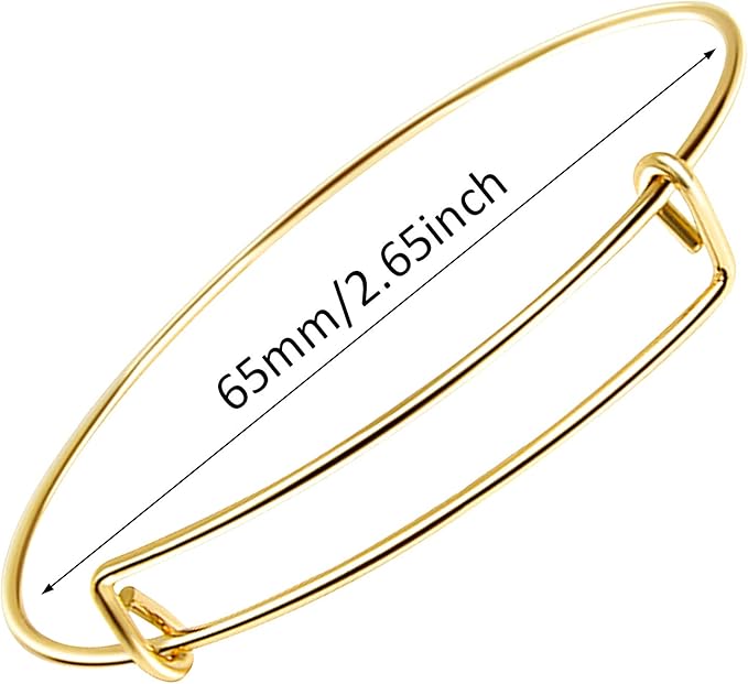 UPINS 30Pcs gold Expandable Blank Bracelets Adjustable Wire Bangles with 100Pcs Tibetan Silver Charms, 200Pcs Open Jump Rings for Jewelry Making