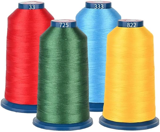 Richword Maca Embroidery Thread 4 Rolls 4000M(4374Y) 40WT Polyester Thread for All Commercial Multi Needles and Single Needle Embroidery Machines