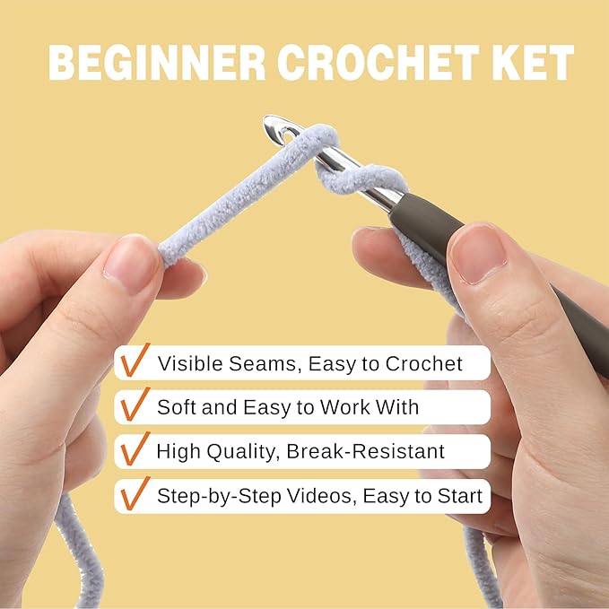 eelexa crochet kit for beginners, crochet animal kits for adults and kids, step-by-step video tutorials and easy peasy yarn, 3 cats