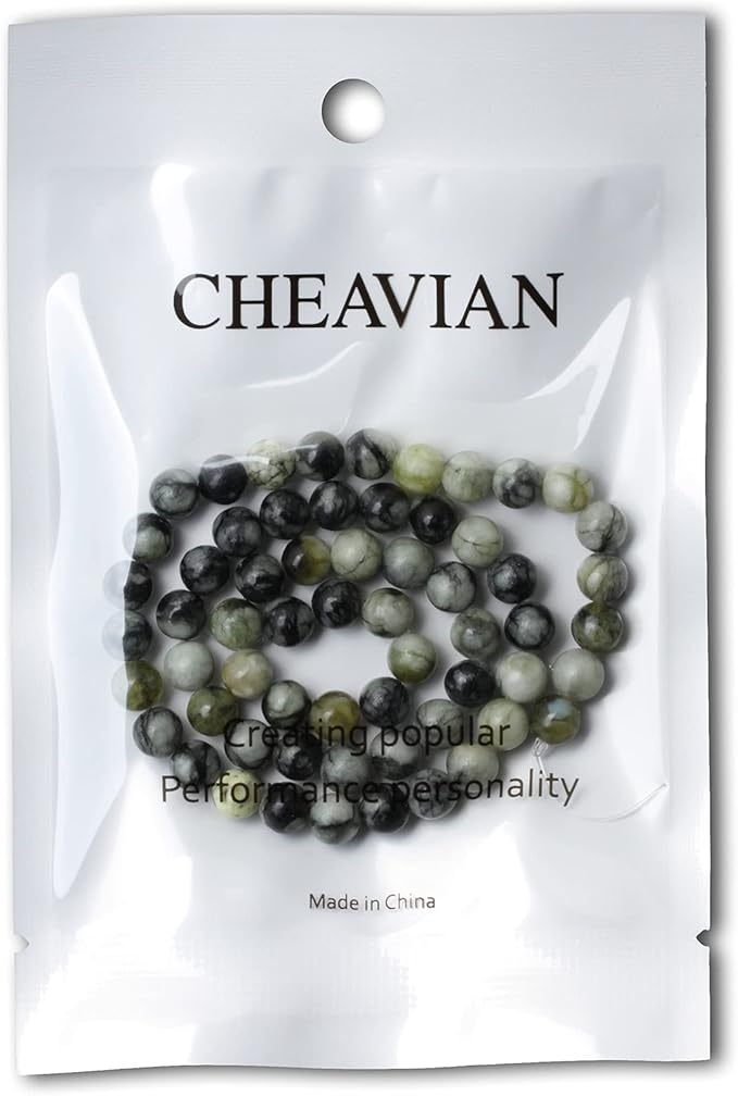 cheavian 60pcs 6mm natural green vine jasper round loose beads for jewelry making 1 strand 15"