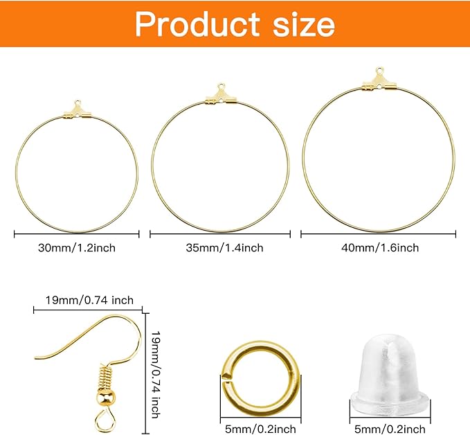 280pcs earring making kit jewelry making supplies bulk earring findings with round beading hoops,earring hooks,jump rings,earring backs for diy craft earring jewelry making(k gold)