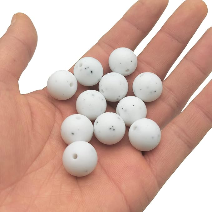 DIYOMR 100Pcs Silicone Beads - 15mm Round Beads for Necklace, Bracelet, Pens & Keychain Making (Gravel)