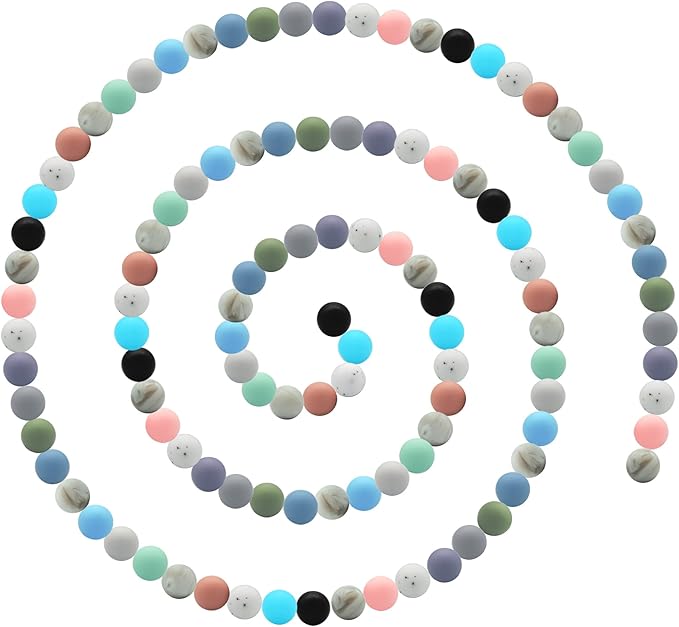 DIYOMR 100Pcs Silicone Beads - 15mm Round Beads for Necklace, Bracelet, Pens & Keychain Making (Random Color)