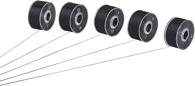 Simthread 144pcs Embroidery Pre-Wound Bobbins Thread, Class 15 Type A Size SA156, Polyester Black 60 wt, Compatible with Bernina Pfaff Ambition BabyLock Embroidery Sewing Machines Plastic Side(Black)