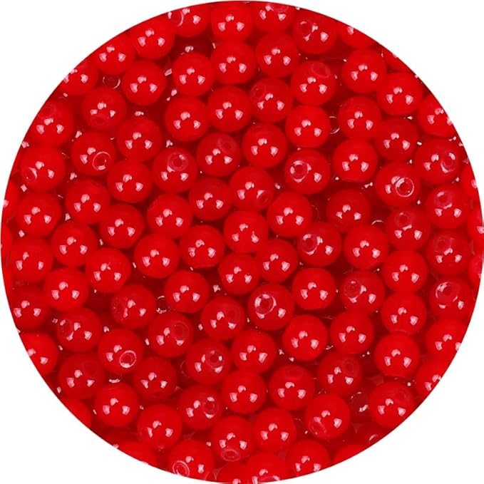 Red Glass Beads for Crafts– Bright Color 8mm Crystal Glass Beads for Bracelets, Necklace & DIY Crafts