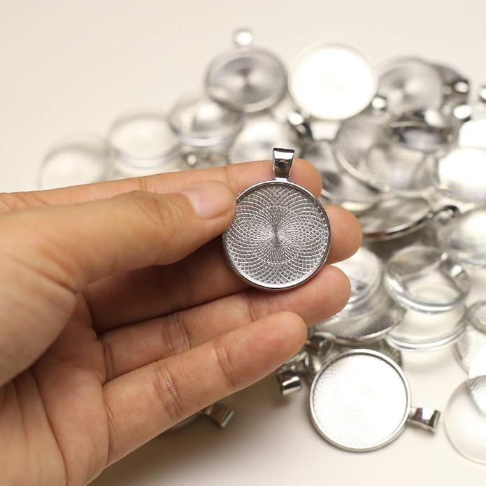 DAHI Bezel Pendant Trays for Jewelry Making DIY Round Pendant Tray Charm Bezel Blanks Setting Cabochon Blank Base for DIY Jewelry Findings Making,Crafting Photo,Necklace,Pendant Making Visit the Oubaka Store
