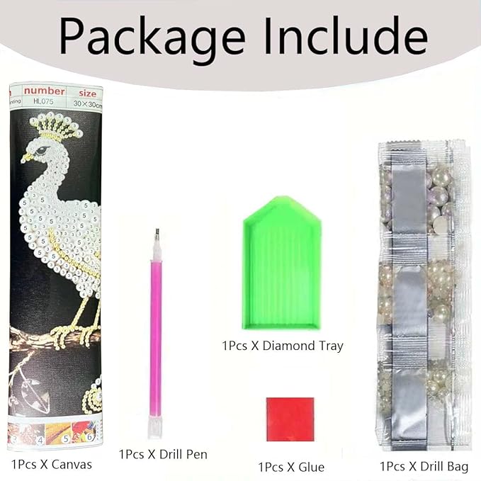 GEMFAMILY Dragon Diamond Art Painting Kits for Adults,White Dragon Diamond Painting Kits for Special Shape,DIY Pearl Diamond Dots Gem Art Craft for Home Decor 12 x 16 inch