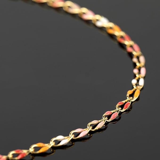 Pink Mixed Color Enamel Chain for Jewelry Making Oil Drip Cable Bulk Chain Gold Plated Jewelry Chain Roll with Jewelry Findings