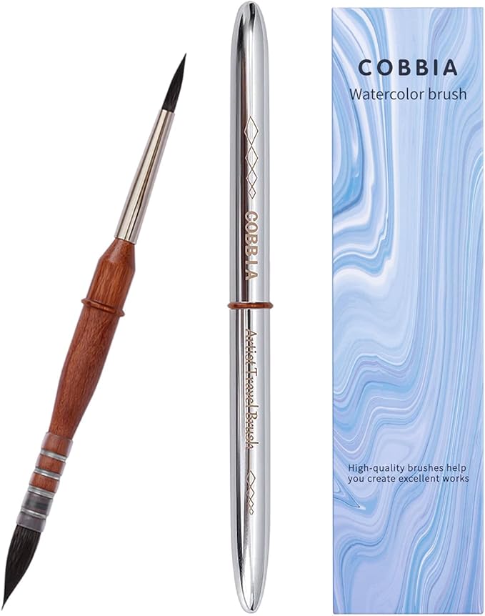 Professional Travel Watercolor Brush Set - Squirrel Hair Mop Paintbrushes for Artists, Portable Art Supplies for Water Color Painting