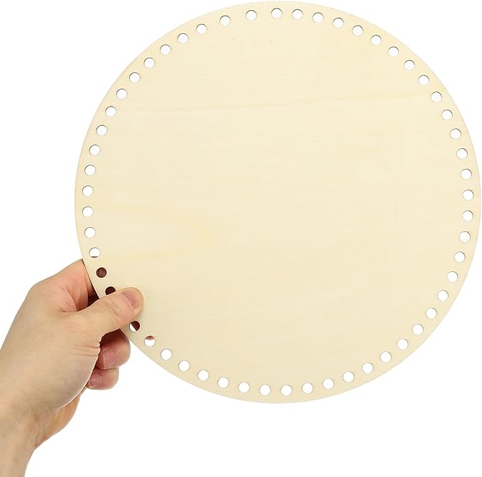 PATIKIL 10" Diameter Crochet Basket Bottom, 4Pcs Round Blank Crochet Knitting Wooden Base for DIY Craft Weaving Basket Making Supplies Home Decoration, Wood Color
