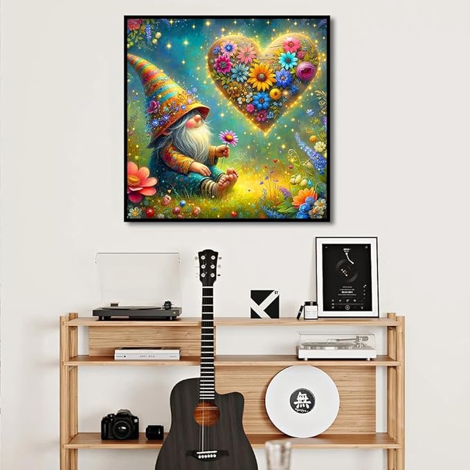 igoodom Gnome Diamond Art Kits for Adults, Gnome Diamond Painting Kit, Full Drill Round Valentine's Day Diamond Art Kits, DIY Gem Art and Crafts for Home Wall Decor Gift 14x14inch